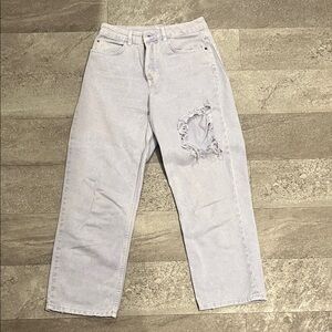 Light purple Zara distressed baggy jeans